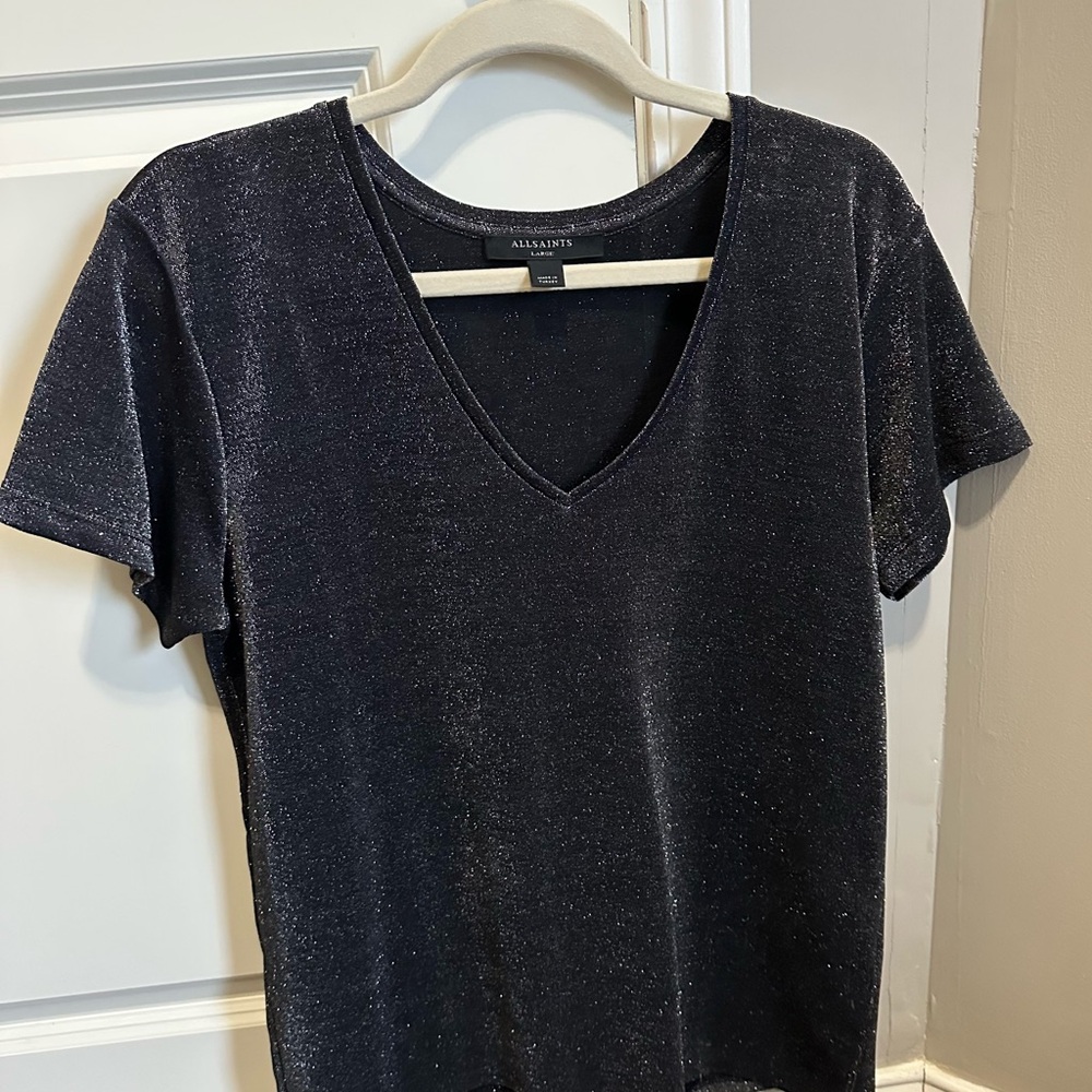 All Saints Black V-Neck Women's Top